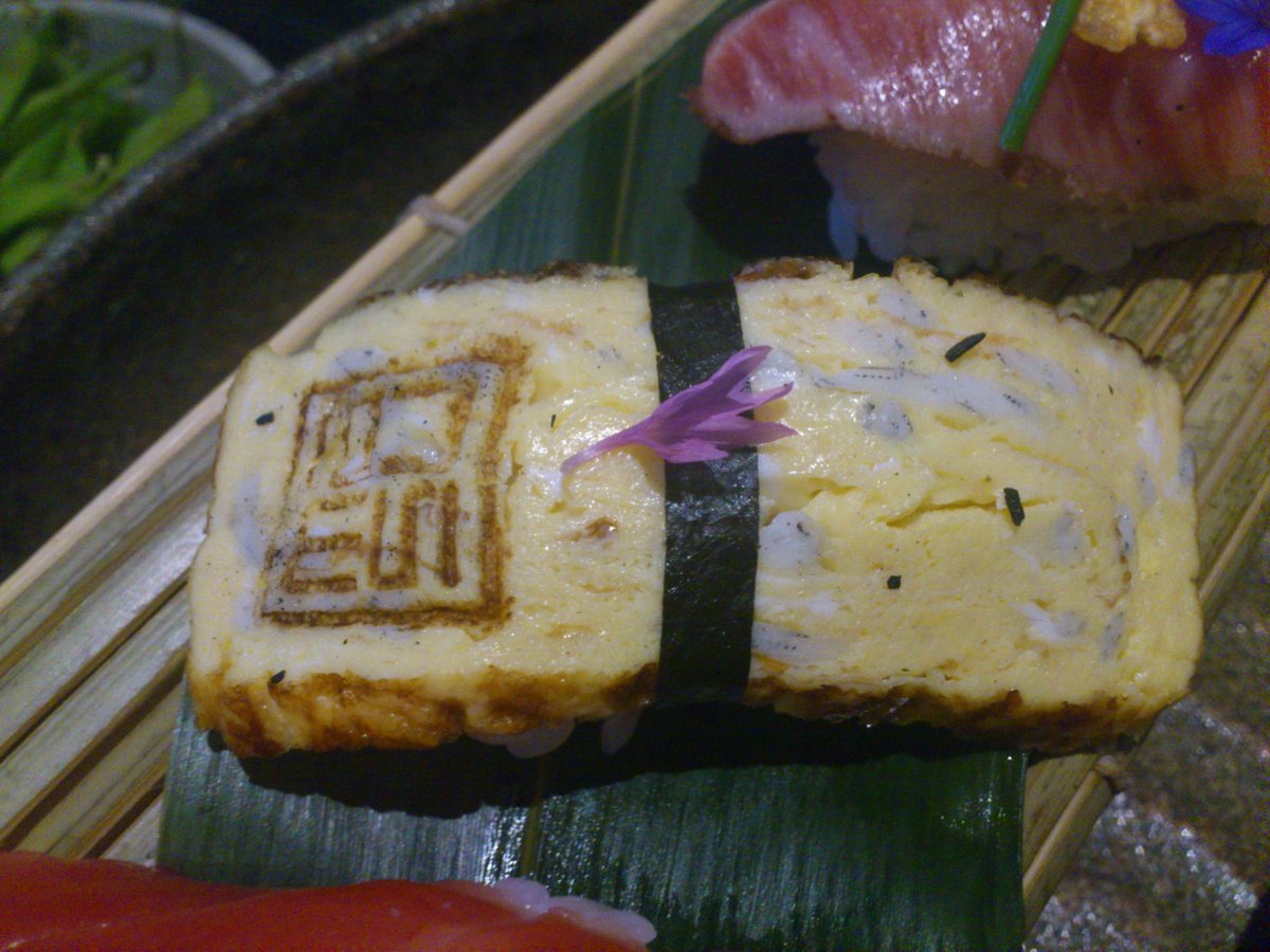 The food <a href="/MasuRestaurant/">Masu Restaurant</a> is beautiful &amp; delicious. Check out the stamp on the whitebait omelette nigiri #details #fb