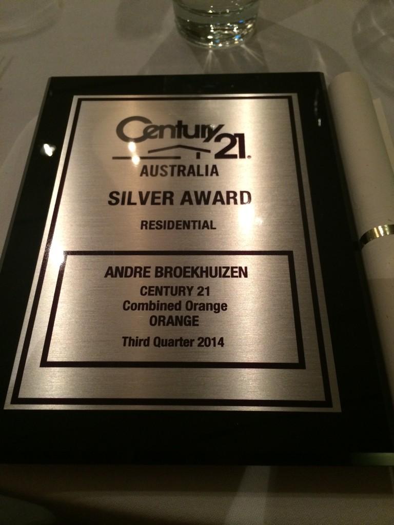 Silver award at 3rd Quarter NSW Awards for Andre Broekhuizen