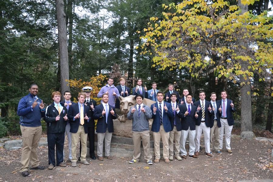 golferlouie's tweet image. Penn State students who are Gonzaga alum gather to honor #11inHeaven in photo taken yesterday #PrayersForDom