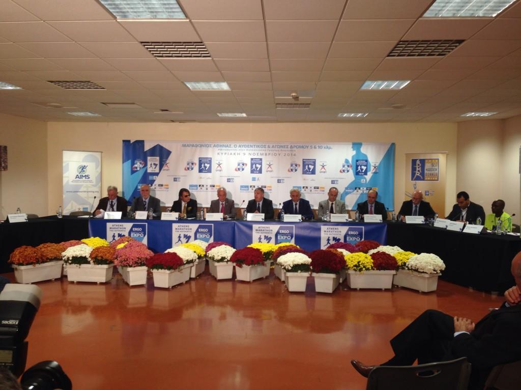 AthensMarathon's tweet photo. Η συνέντευξη τύπου του #32AMA μόλις ξεκίνησε! http://t.co/7TE1DubNW6
