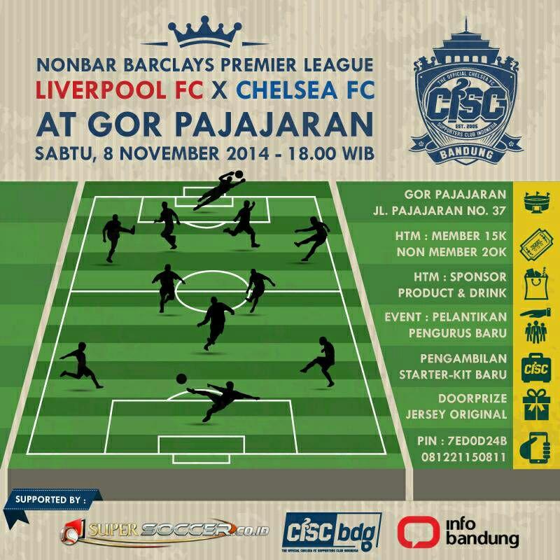 CISCbandung's tweet photo. #NonbarBPL.
Liverpool vs Chelsea.
Sabtu, 8 Nov 2014 / 18.00 WIB.
at GOR Pajajaran.
*info, cek poster:
 http://t.co/vXhfbjop4M