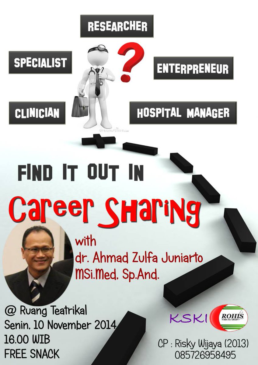 rohisKUundip's tweet photo. Career sharing with dr. Zulfa, Senin, 10 Nov, ruang teatrikal! Free snack! Don't miss it! Cc: @MAGNUM14_FK @Axis_2013 http://t.co/ONCMPfQtBc