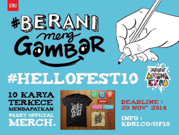 RT <a href="/mc_acara/">Acara Jabodetabek</a>: Lomba #BeraniMenggambar, Tema #HelloFest10 mbol! DL 20 Nov'14. info: <a href="/kdri/">Kementerian Desain</a> goo.gl/NJDCXg