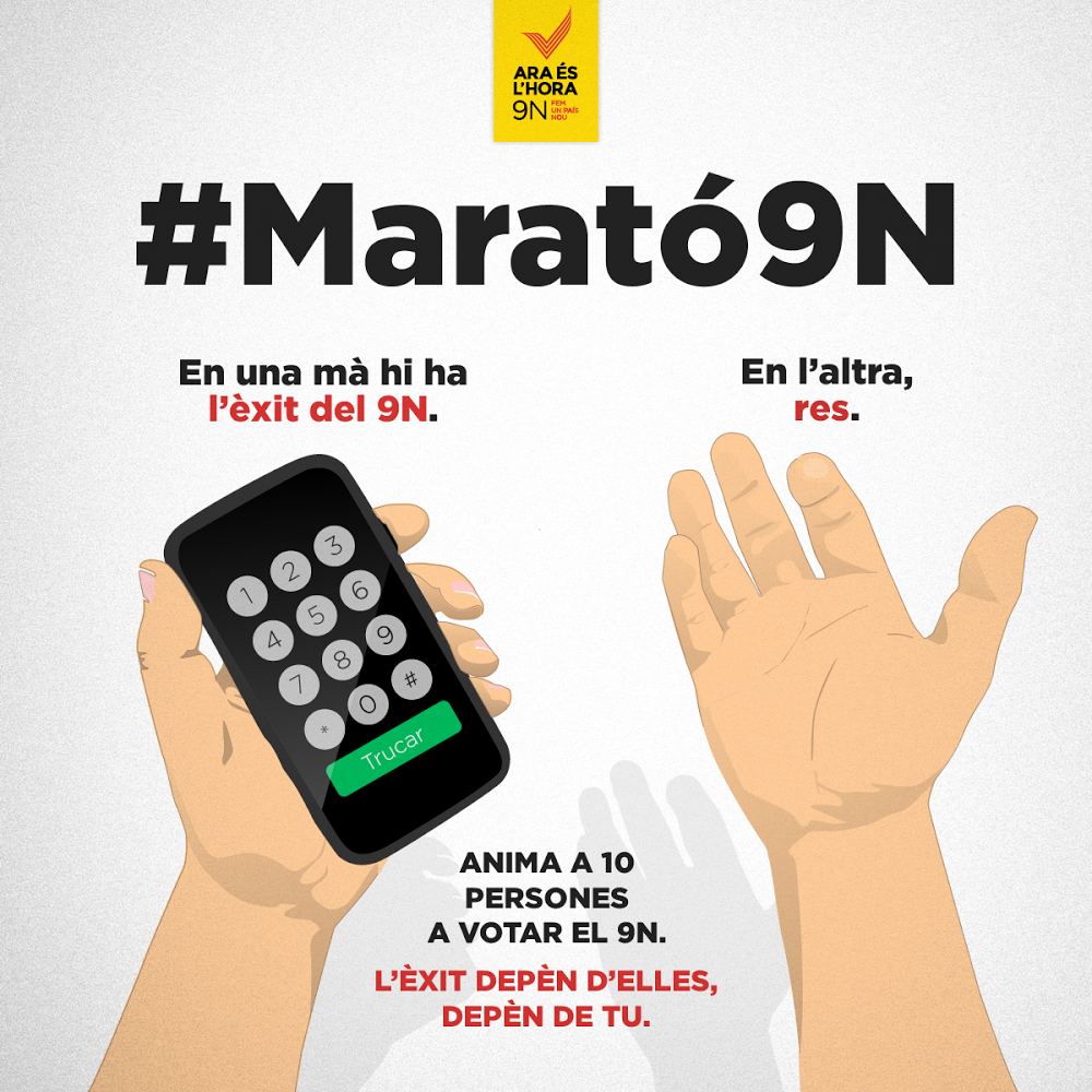 catalangate's tweet photo. ÚLTIMA HORA: Acabem de superar les 300.000 trucades a la #Marató9N! I tu, ja has animat a 10 amics a votar? Som-hi! http://t.co/h82iFxwVJU