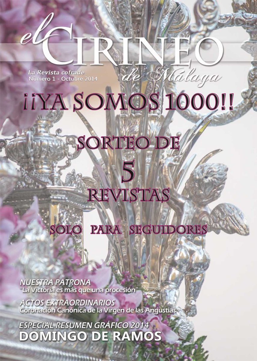 elcirineomlg's tweet photo. ¡¡Sorteo de 5 revistas!! 
Para participar RT.
Plazo hasta las 23:59h del 6 de noviembre.
Solo para seguidores. http://t.co/8QERSgMZNx