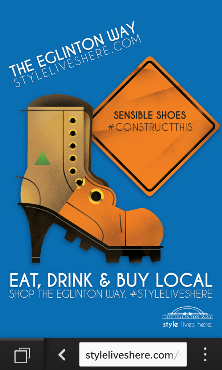 matt_a7's tweet image. Excellent &amp;amp; amusing ad that @EglintonWay used to counter challenges of construction. #CPRoundtable - Monique Drepaul