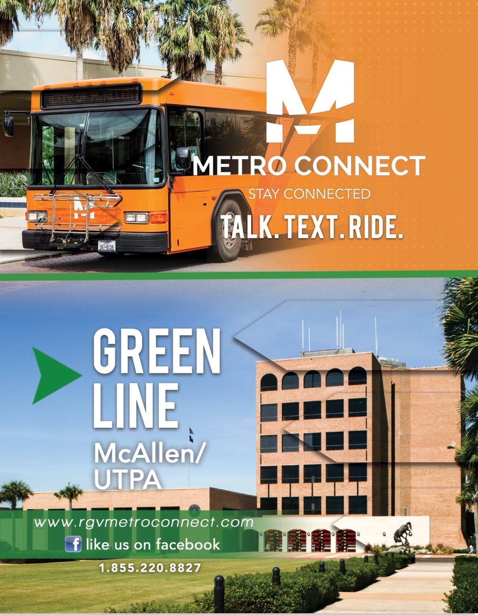 RgvMetroConnect's tweet photo. @RgvMetroConnect Green Line McAllen to @UTPA for FREE. #ridesmart #lifeisbetteronthebus #stayconnected http://t.co/VZAA0Pnv0l