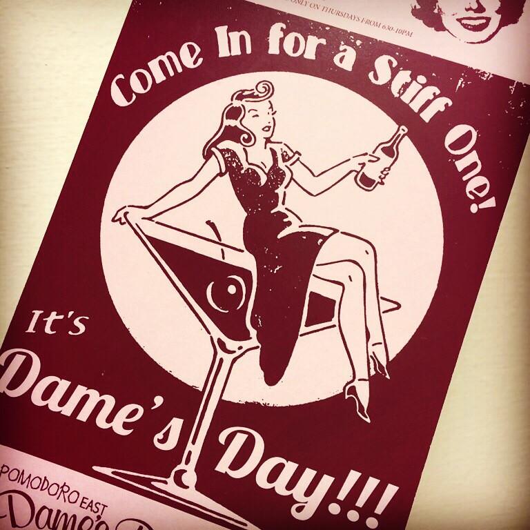 PomodoroEast's tweet photo. #DamesDay @ PE. $5, $4, $3, &amp; $2 #drinkdeals tonight. #ladiesnight #girlparty http://t.co/8cSi2BybLD