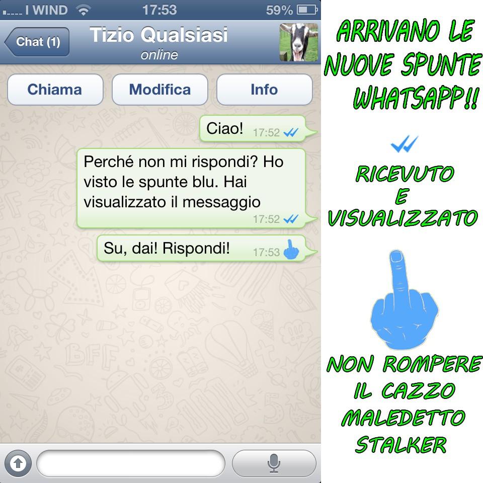 klotzakband's tweet photo. Noi vogliamo queste nuove spunte. #WhatsApp #spuntablu #visualizzato http://t.co/uraloloh3b