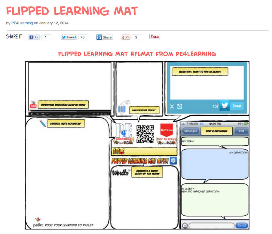 PE4Learning's tweet photo. Flipped Learning Mat #FLMat
Find out more & get yours free @ http://t.co/yYorz5D5J5
#pegeeks #physed #mypeexam http://t.co/tMG5t8P2Qq