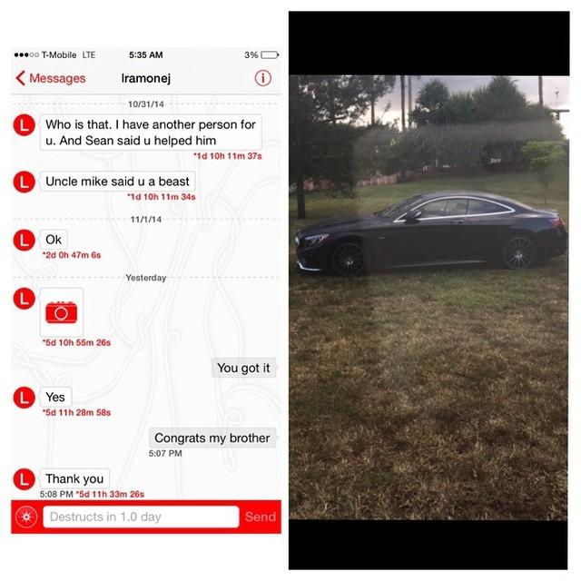 Praise Report from another Client showing Rapid Recovery Financial their new car 2015 Mercedes "Big Boy" Coupe #1...