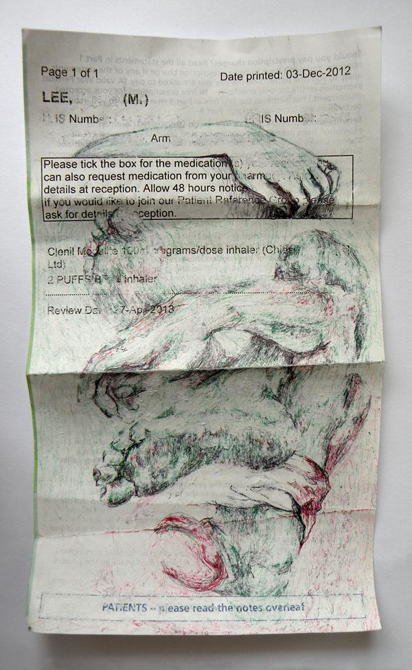 Fri 7 Nov- last day to see <a href="/OnInnards/">On Innards</a> at Blyth Gallery. <a href="/amandajcouch/">@amandajcouch.bsky.social #maskasresistence 😷</a> @AndrewHladky. Here's 1 of my drawings on show