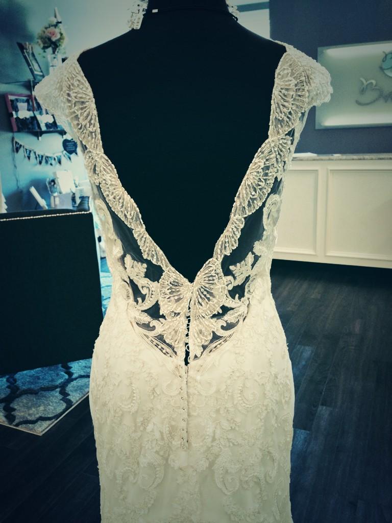 Brooklyn_Bridal's tweet photo. Head over heels in love with this New #MaggieSottero Spring 15 gown! Gorgeous beading, and wouldja look at that back! http://t.co/tpOM3Lxqg7