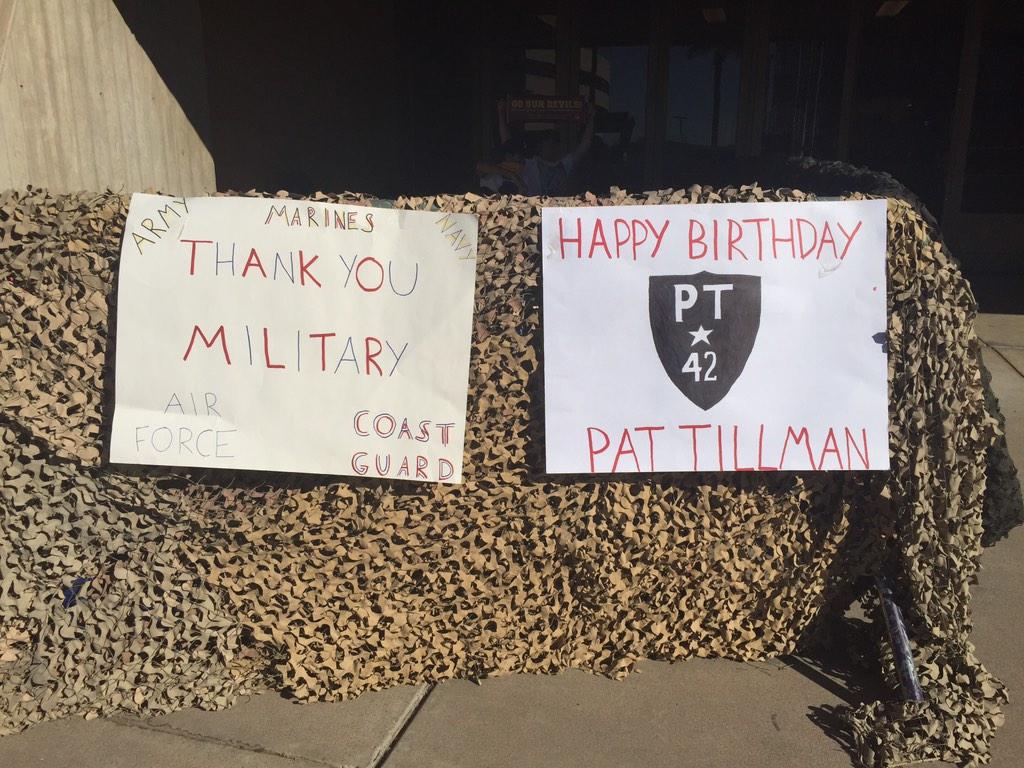 The front of the line is now decked out for Military Appreciation! Happy Birthday Pat Tillman!   