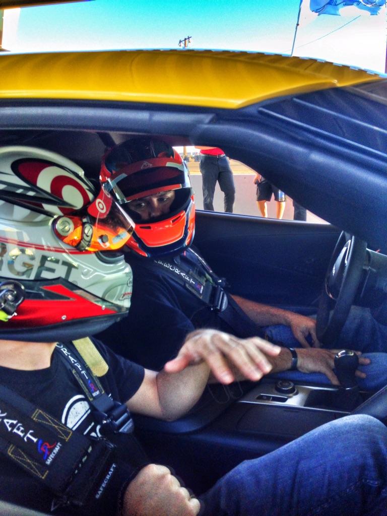 .<a href="/KyleLarsonRacin/">Kyle Larson</a> giving @FOXSports1's <a href="/Luzzi_77/">John Luzzi</a> some tips before driving at today's <a href="/TeamChevy/">Chevrolet Racing</a> event. Lot of fun.