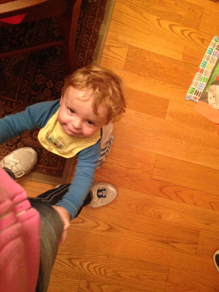 esrbth's tweet photo. Babysitting this little guy tonight. Teaching him how to walk. @eaker81 @candiseaker http://t.co/QickPDTzax