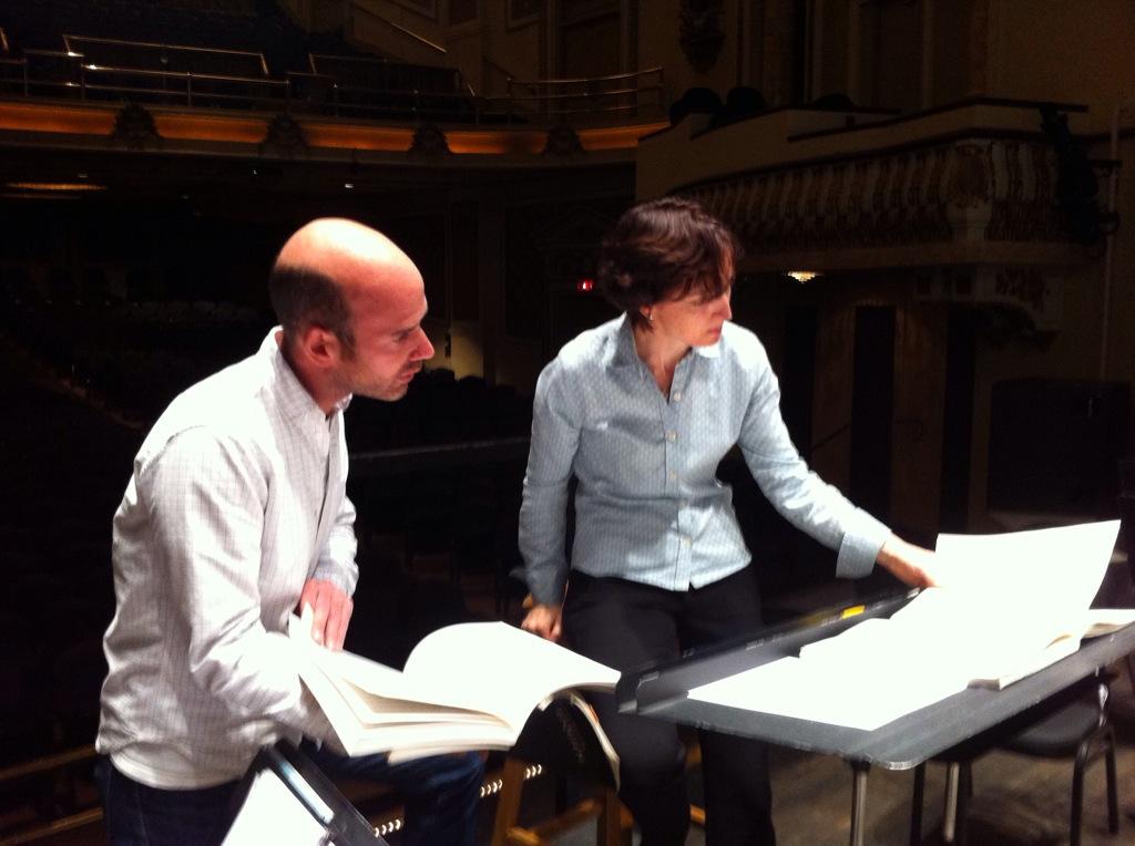 ericgallipo's tweet photo. @TaniaMConductor and @wismath getting things sorted prior to this evenings rehearsal #vicsymphony http://t.co/oU9XK8Sj7H