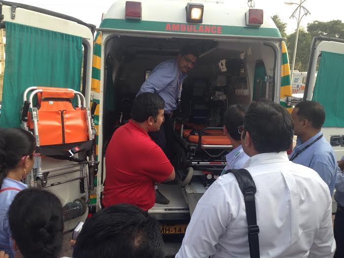 fernoglobal's tweet photo. Sailesh Tangirala from Ferno talking with team from BVG in Pune India about their Ferno equipped ambulance http://t.co/Z35BgBvvmc