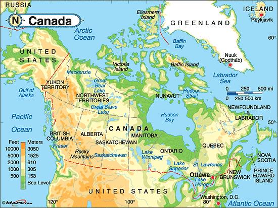 Canada Physical And Political Map