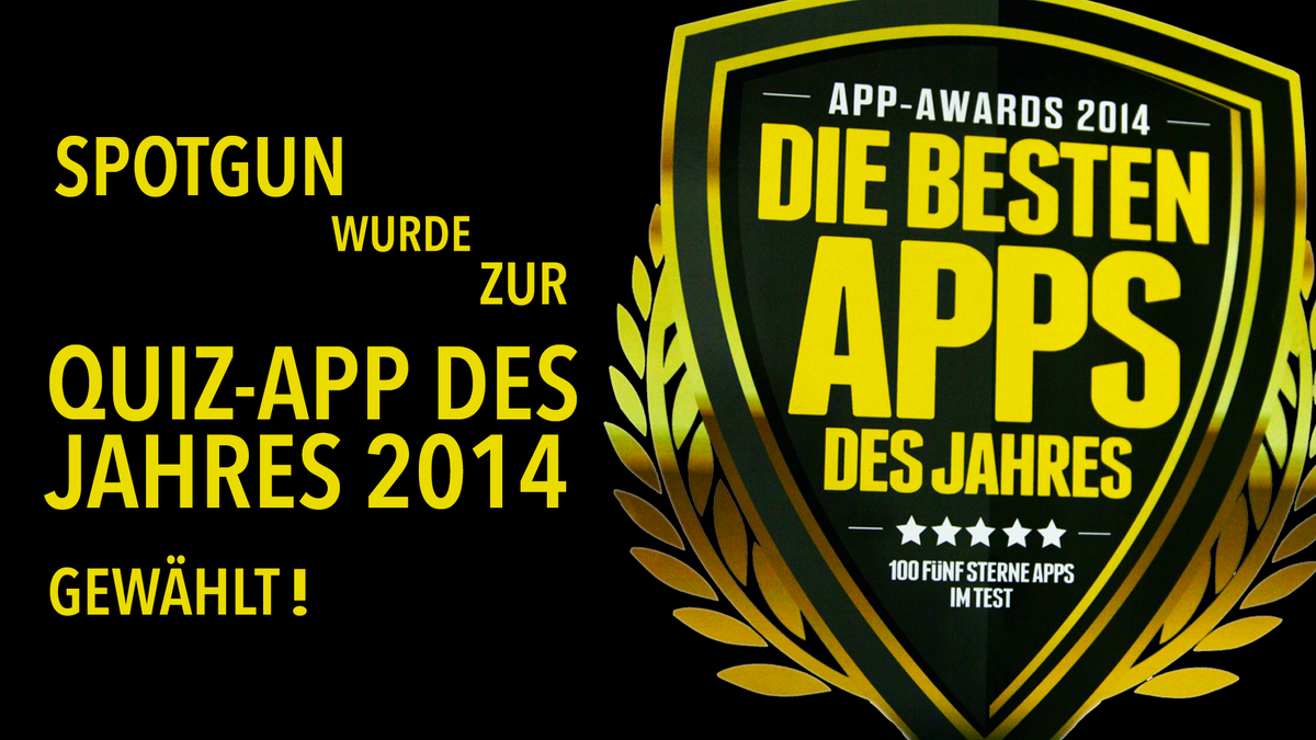 SPOTGUNapp's tweet photo. #SPOTGUN wurde vom #androidmag zur #Quizapp des Jahres 2014 gewählt!! Hurray http://t.co/75IMehlTB9