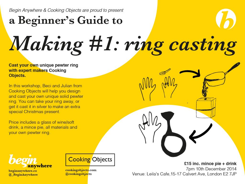 _BeginAnywhere's tweet image. Excited to announce our next event - design &amp;amp; make a unique pewter ring with @cookingobjects. bit.ly/1z3KuTi