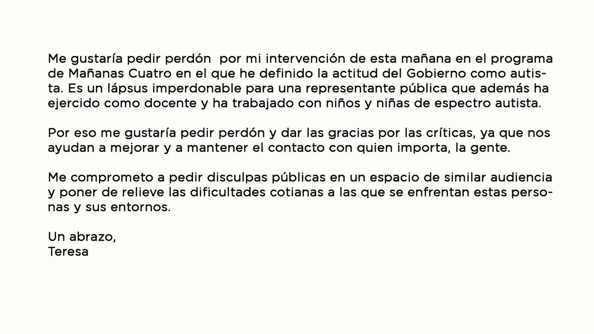 TeresaRodr_'s tweet photo. Mis disculpas, de corazón: http://t.co/ddDcGvxhOI