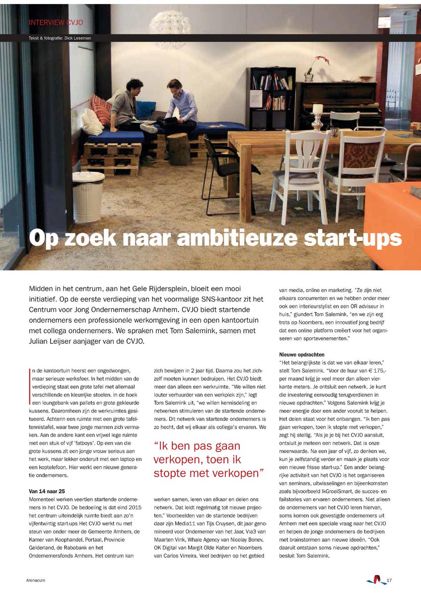 FrankJongejan's tweet photo. Op zoek naar ambitieuze start-ups bij @CvJOArnhem Interessant artikel in #Arenacum van @InfoOka Foto @dleseman #okanl http://t.co/FfUpSrZiYp