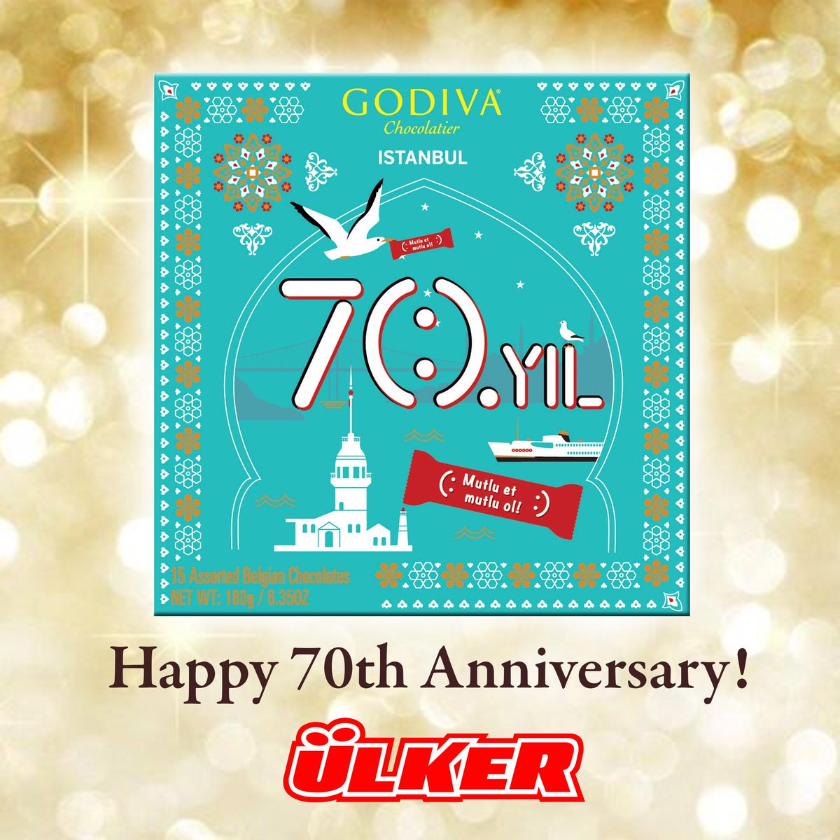 LAURENCEKOUTNY1's tweet photo. Happy 70th Anniversary from #Godiva Innovation team in Brussels! #mutluetmutluol #ulker @ahadafridi @Ulker @GODIVA http://t.co/MK73OanbrP
