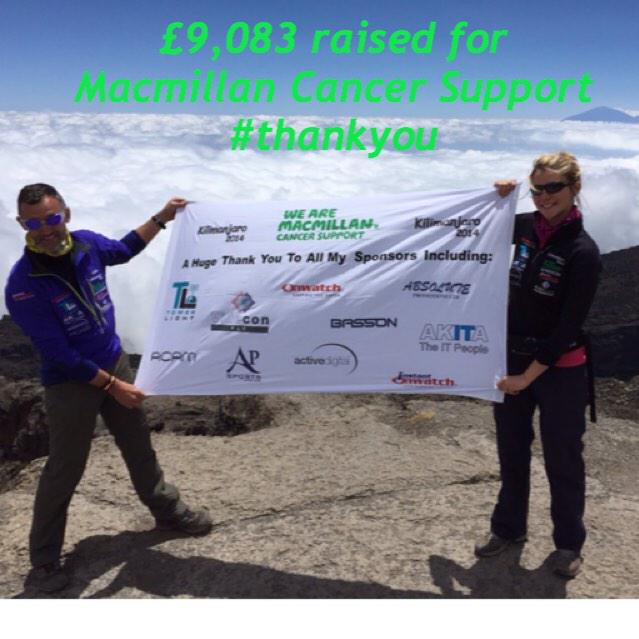 Gouldiep's tweet photo. A/C is closed.. £9082 raised for @macmillancancer thanks for everyone's support #Kilimanjaro @Onwatch_Plc @K_Gould91 http://t.co/tAbRIeErOC