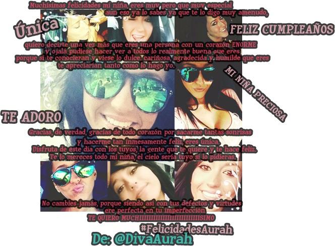 divaAurah's tweet photo. FELICIDADE MI VIDA #FELICIDADESAURAH ESPERO QUE TE GUSTE, ERES MI VIDA. TE QUIERO.@aurahruiz http://t.co/NpU7VGxETx