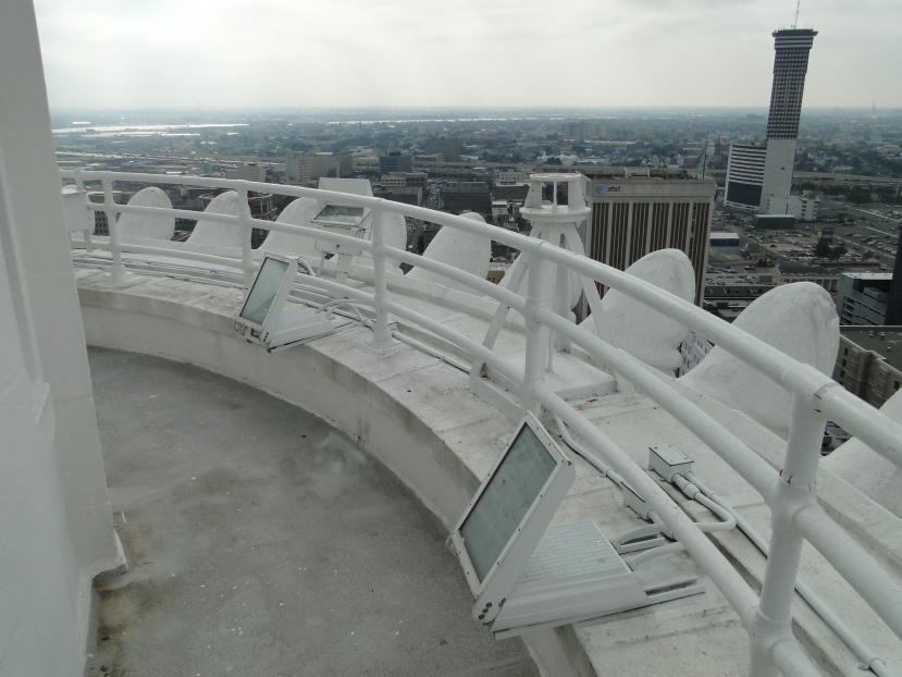 nolacampanella's tweet photo. View of c1965 Plaza Tower skyscraper from an earlier generation of high-rises, the 1923 Hibernia Tower cupola. http://t.co/M2uBq7go95