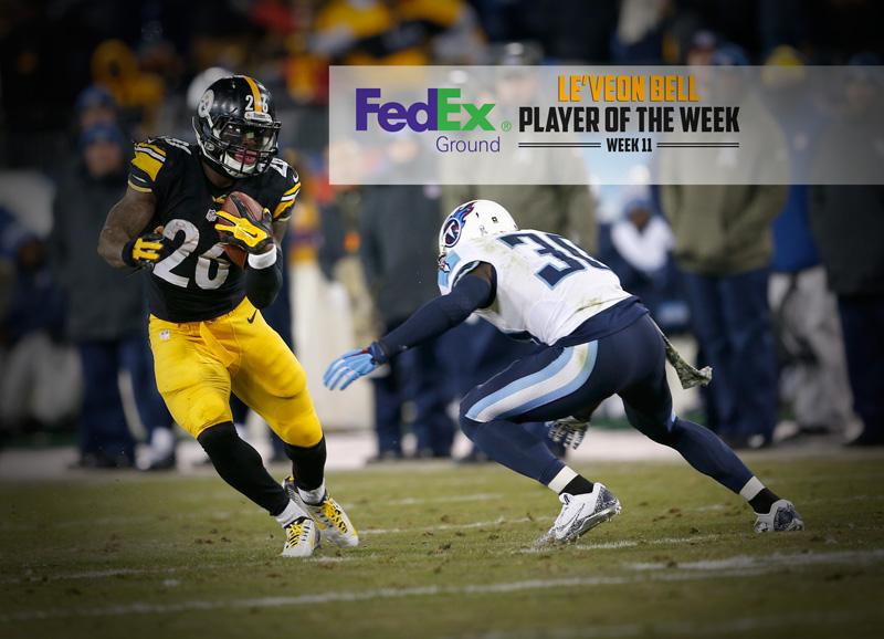 steelers's tweet image. Thanks to YOUR votes, @L_Bell26 was named the @FedEx Ground Player of Week 11!

WATCH: stele.rs/pajopx