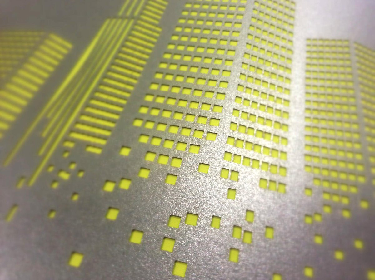 Gungho_Design's tweet photo. Another fun project for @screamingcolour using amazing @GFSmithpapers #laser #motioncutter #metalic #fluorescent http://t.co/Fu2V4MPdXi