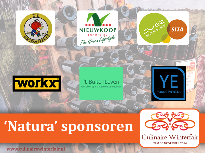 CulinaireW_fair's tweet photo. De 'Natura' sponsoren, hartelijk dank voor jullie ondersteuning! #CulWin14 http://t.co/cslRF4DSwY