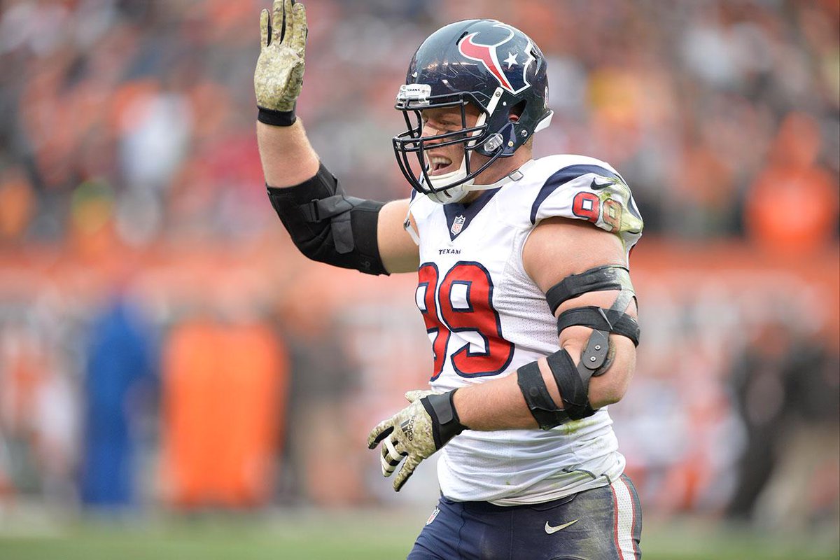 J.J. Watt was named the AFC Defensive Player of the Week for the 4th time i...