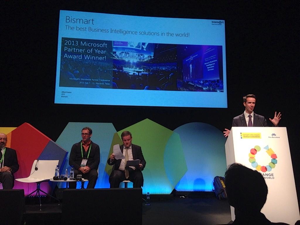 Bismart2009's tweet photo. @IsernAlbert speaks at the @SmartCityexpo about #bigov the best solution for cities @Microsoft_Gov @cityprotocolsoc http://t.co/ggrZ8VY3EC