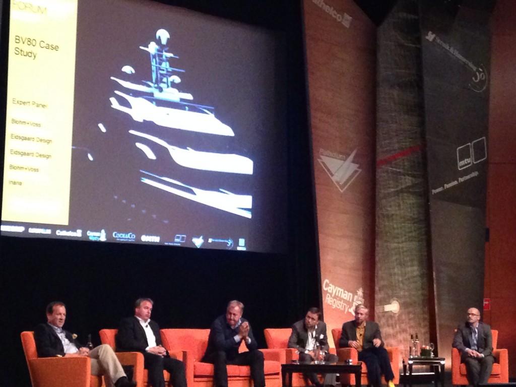 Aquasociety's tweet photo. @blohmandvoss Fasinating case study presentation of #BV80 #GSForum2014 @SuperyachtEvent @WestNautical http://t.co/Hwhct3cWQ8