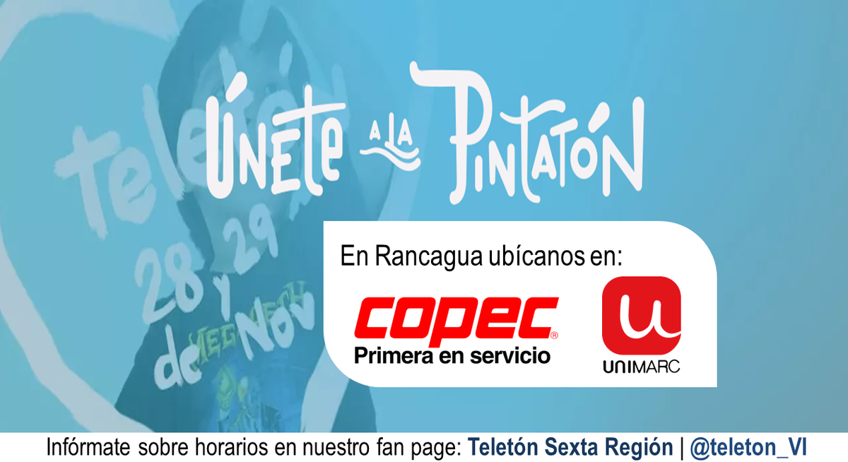 Teleton_VI's tweet image. #PINTATÓN: Te invitamos a pintar tu vehículo en #Rancagua desde las 17.30 a 20.30 hrs. en Copec y Unimarc
