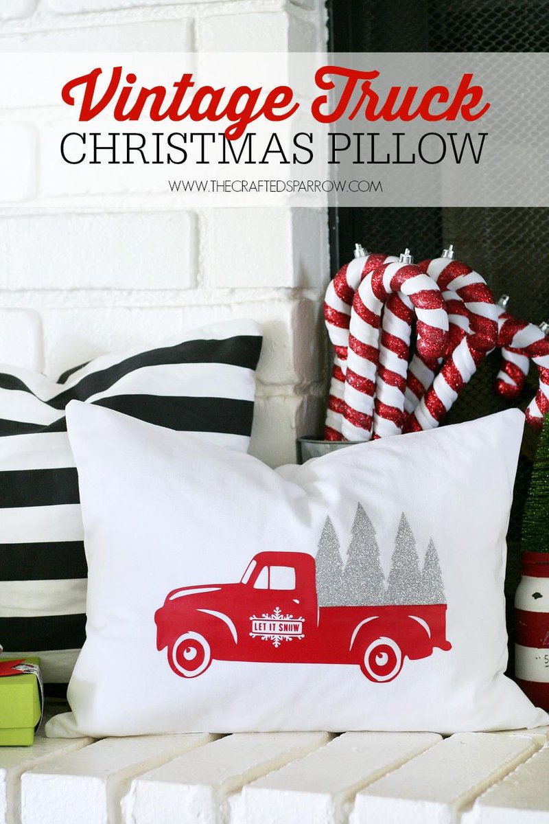 craftedsparrow's tweet photo. LOVE this Vintage Truck Christmas Pillow, check it out http://t.co/mcl8jvvinV #DesignSpaceStar @OfficialCricut http://t.co/mPaT6W7pgo