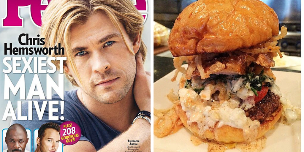 Sexiest Man Alive, Chris Hemsworth, please meet the Sexiest Burger Alive, The Pork Chop Burger from <a href="/BosscatKitchen/">Bosscat Kitchen</a>.