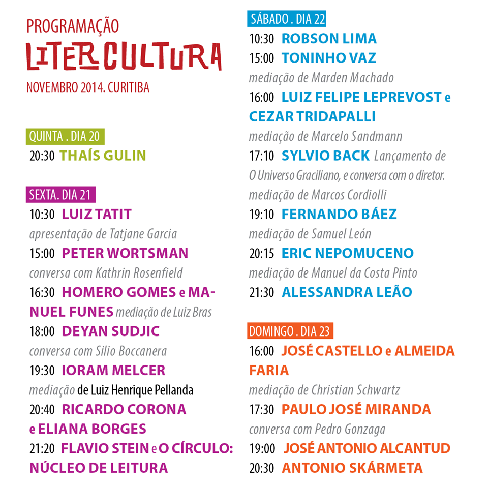 PlantaodePinhao's tweet photo. O @litercultura começa amanhã no @cc_oficial  em #Curitiba, veja a programação completa em: http://t.co/anwd2i0zx1 http://t.co/y5yvVDdYbg