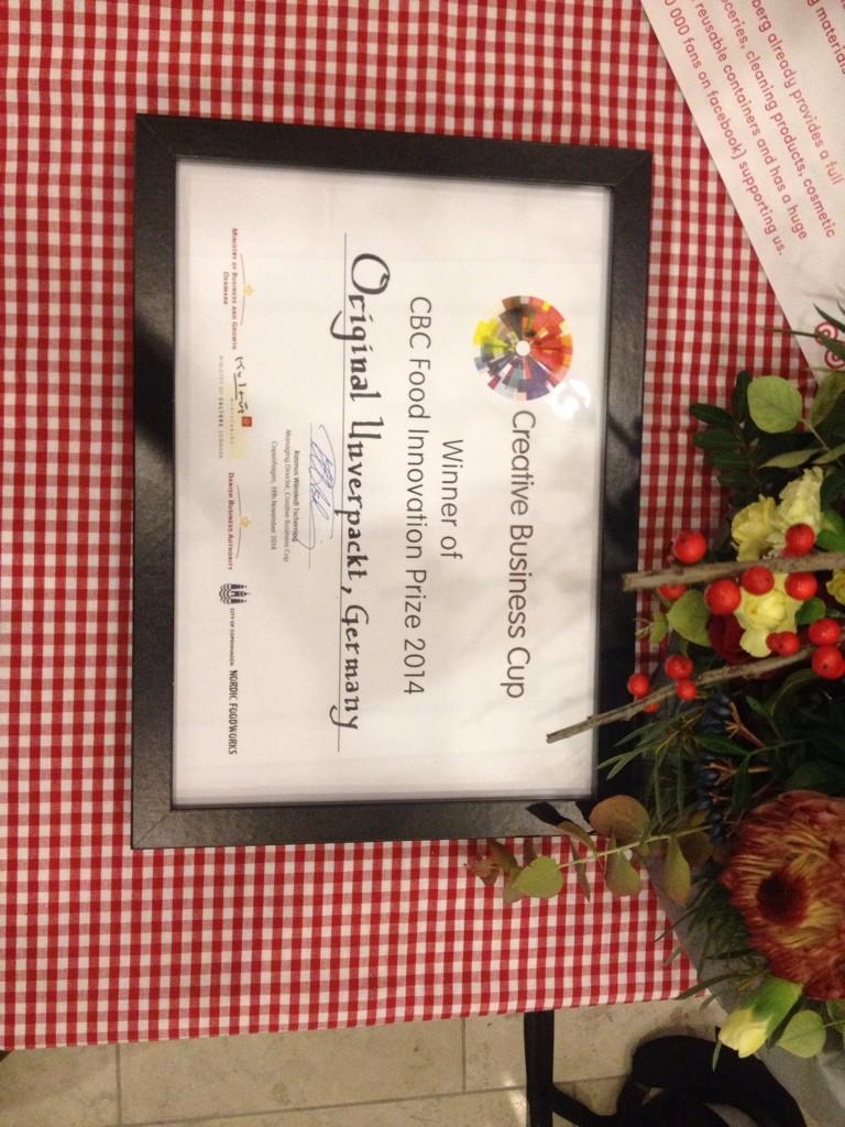 OrigUnverpackt's tweet image. We won the foodinnovationprize and mate it into the top5 globally. It's amazing #cbc14