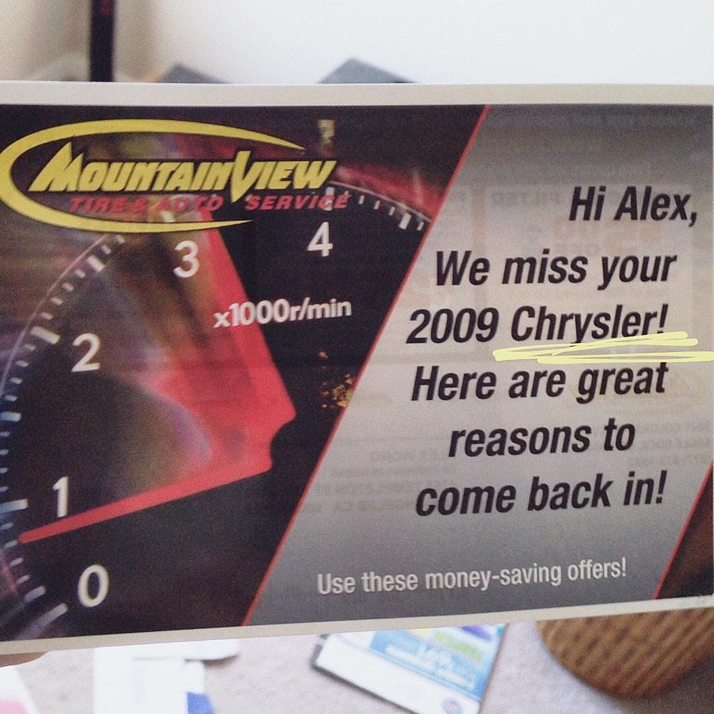 wongify's tweet image. C'mon Mountain View Auto, get your #VDP act together! I don't have a Chrysler! #printingfail #marketingfail