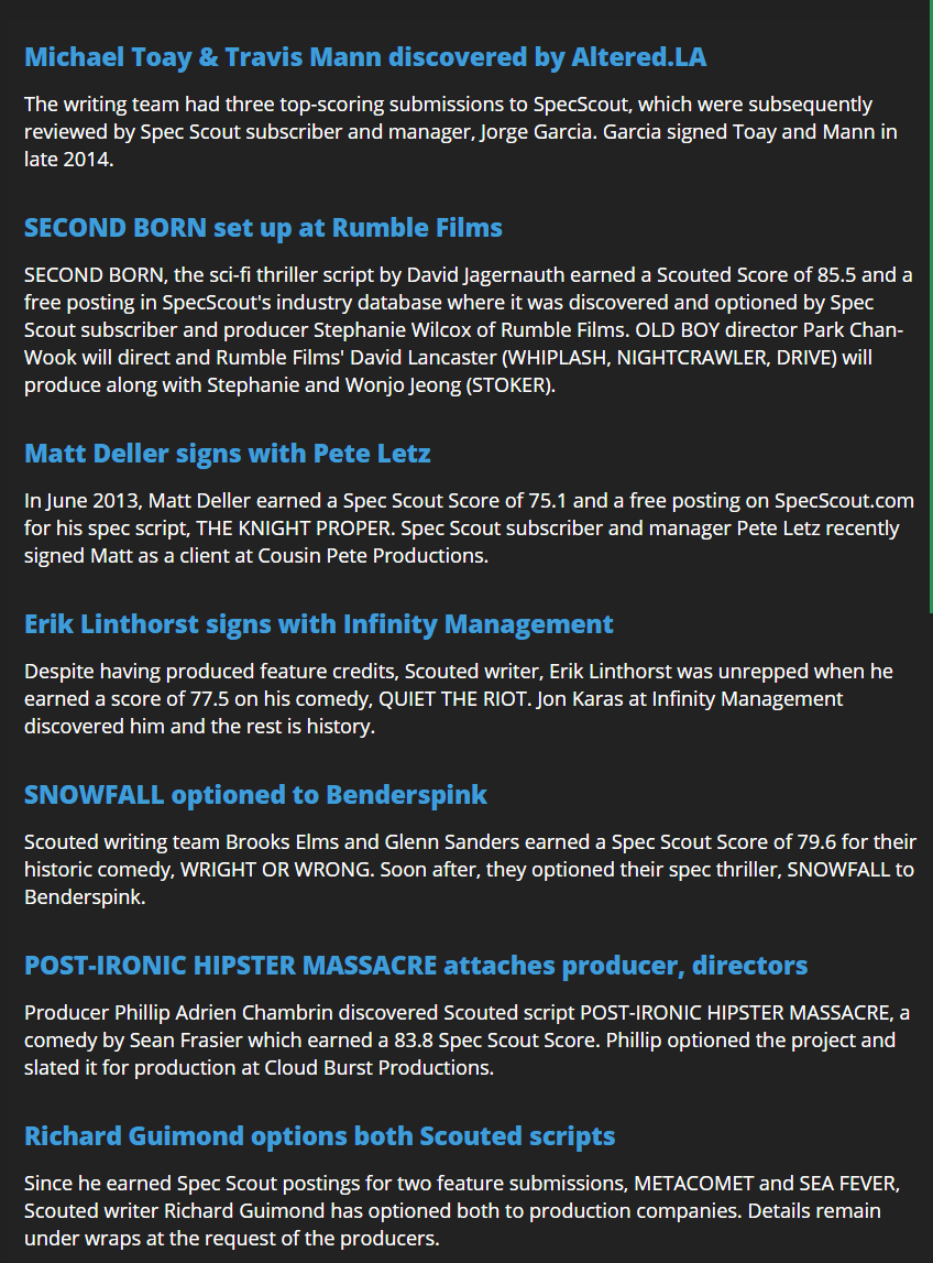 The last couple months have brought consistent <a href="/specscout/">Spec Scout</a> success stories.   Read more at specscout.com.