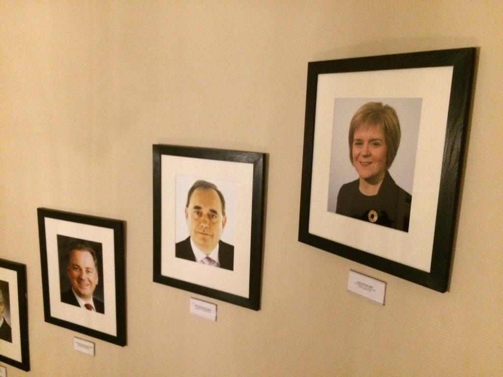 BBCsarahsmith's tweet photo. A woman gets her picture on the official wall of First Minister photos. Good day for Scotland whatever your politics http://t.co/DAZL7iBjFY