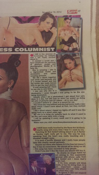 The beautiful @Linsey_Dawn wrote a little about me in her Daily Sport column today. Go out and fetch<a class="tags" href="/tag/linsey_dawn">@linsey_dawn</a><a href="/tag/adultwork"class="tags"><span>#adultwork</span></a>