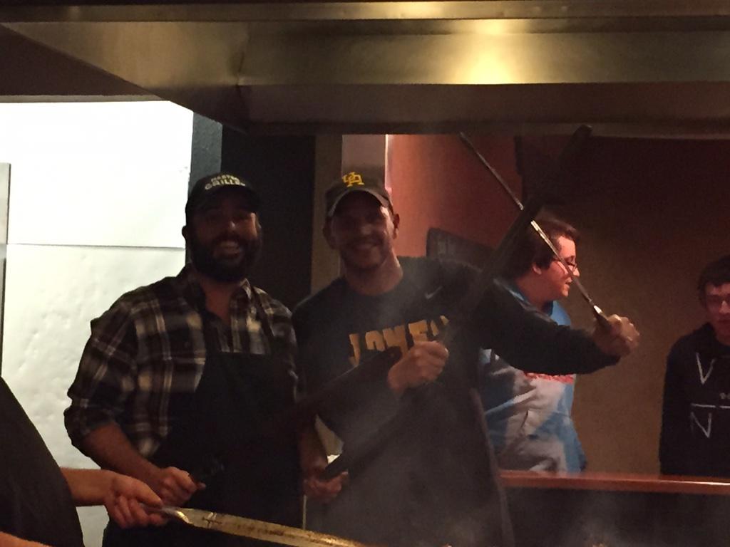JonesFine's tweet photo. Grill Masters with @pshurley and Miss Bossart.  Thanks @bds_Mongolian for supporting Tremont!  #uaschools http://t.co/41iehnKX06