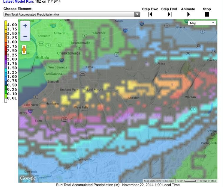 AmericanWx's tweet photo. Latest 4km BTV WRF has the heaviest snows south of the hardest hit areas from yesterday. #buffalosnow #LakeEffect http://t.co/iutcNkCR7D