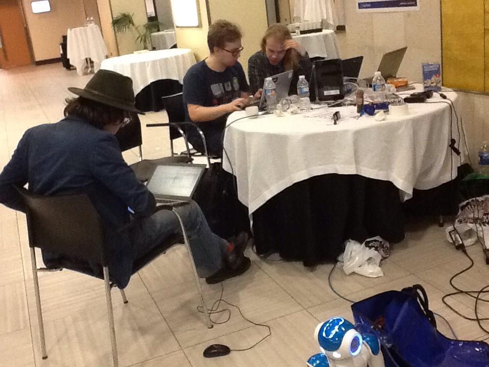 FIARobotics's tweet photo. The team is now preparing everything for the final part. This might be a really long night #Humabot http://t.co/0S9uFbOZfL