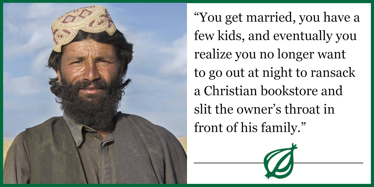 Mellowing Jihadist Not As Enraged By Western Culture As He Used To Be onion.com/1vqqxsE